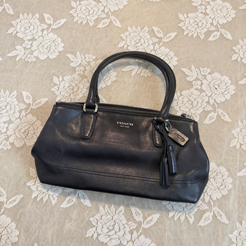 Coach Black Leather Tassel Satchel Handbag